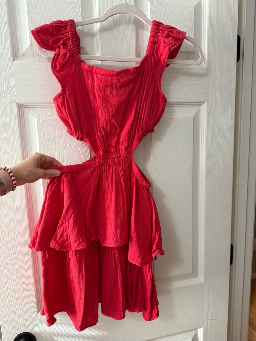 GAP Bright Red Ruffled Mini Skirt - Picture 2 of 4